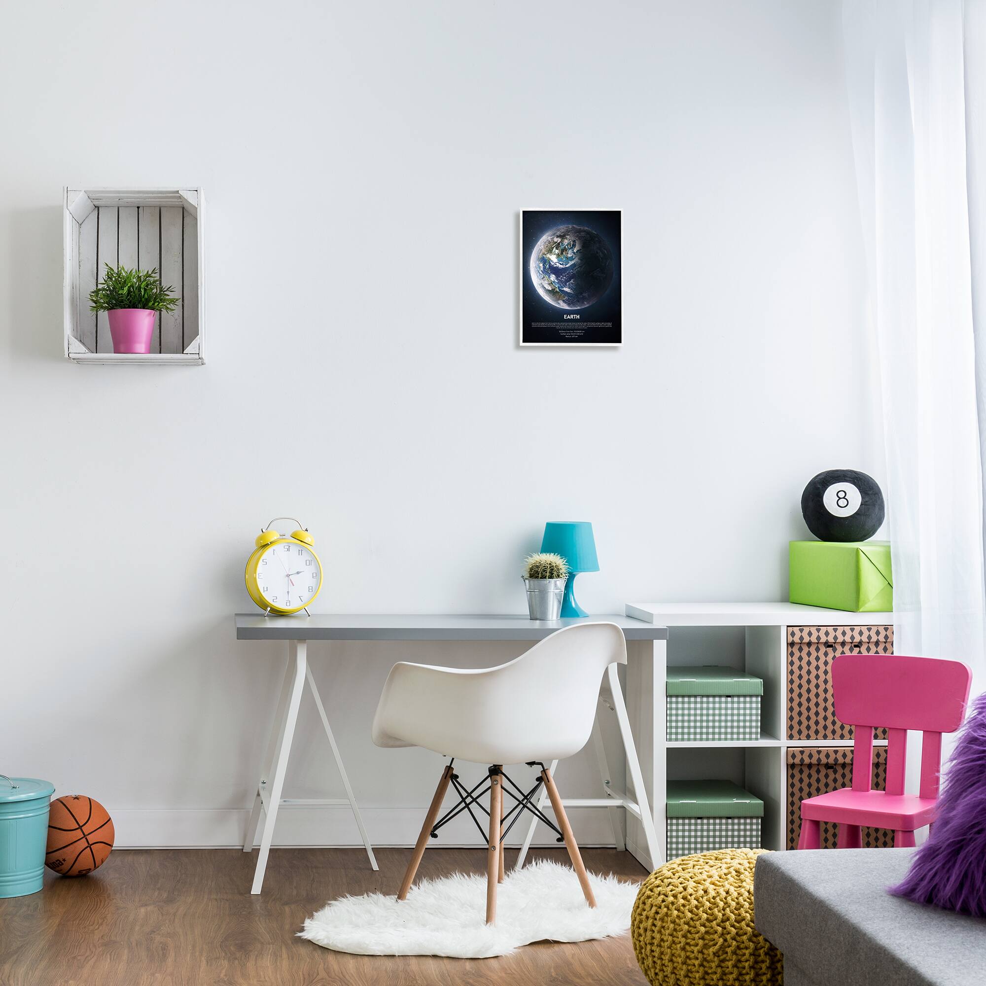 Stupell Industries Planet Earth Infographic Milk Way Outer Space Facts in White Frame Wall Art